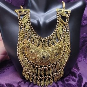 Egyptian Revival Bronze Bib necklace